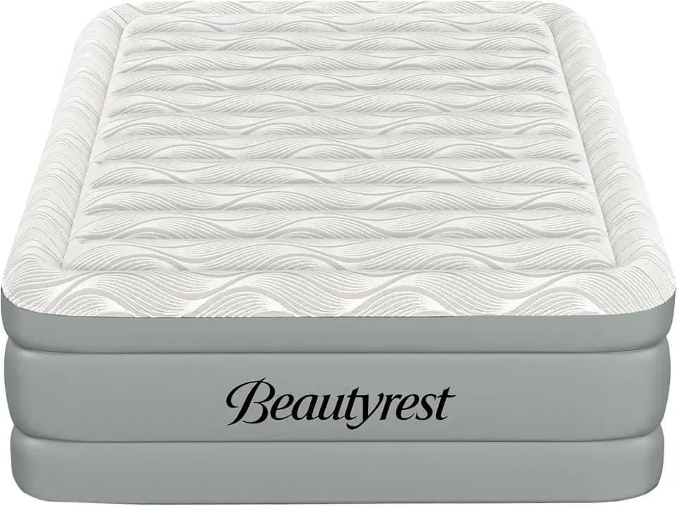 Beautyrest Luxaire, Queen Size Luxury Air Mattress, 20 Inch Height with Cool Vent Top, Smart Auto Shut-Off Pump, Puncture Resistant Ever Firm Fabric with Edge Support