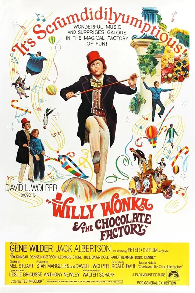 ART.COM Wall Art Print Willy Wonka and the Chocolate Factory, Gene Wilder (Center), 1971, 12" x 18"