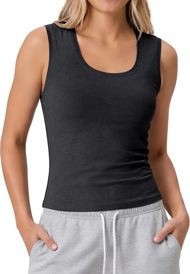 ODODOS Women's Performance Scoop Neck Tank Top - Ultra Soft odSTRATUM Tech Fitted Sleeveless Shirts