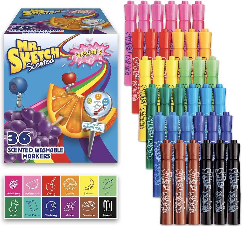 Mr. Sketch Scented Washable Markers, Chisel Tip Marker, Assorted Colors, 36 Count - Fun for Kids, Coloring, Spark Creativity, Arts & Crafts