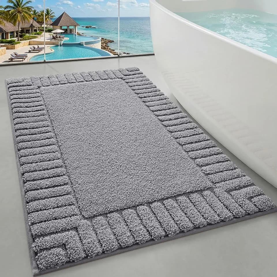 LUMI Soft Bathroom Rugs Absorbent, Non Slip Bath Mat 24x36, Dark Grey