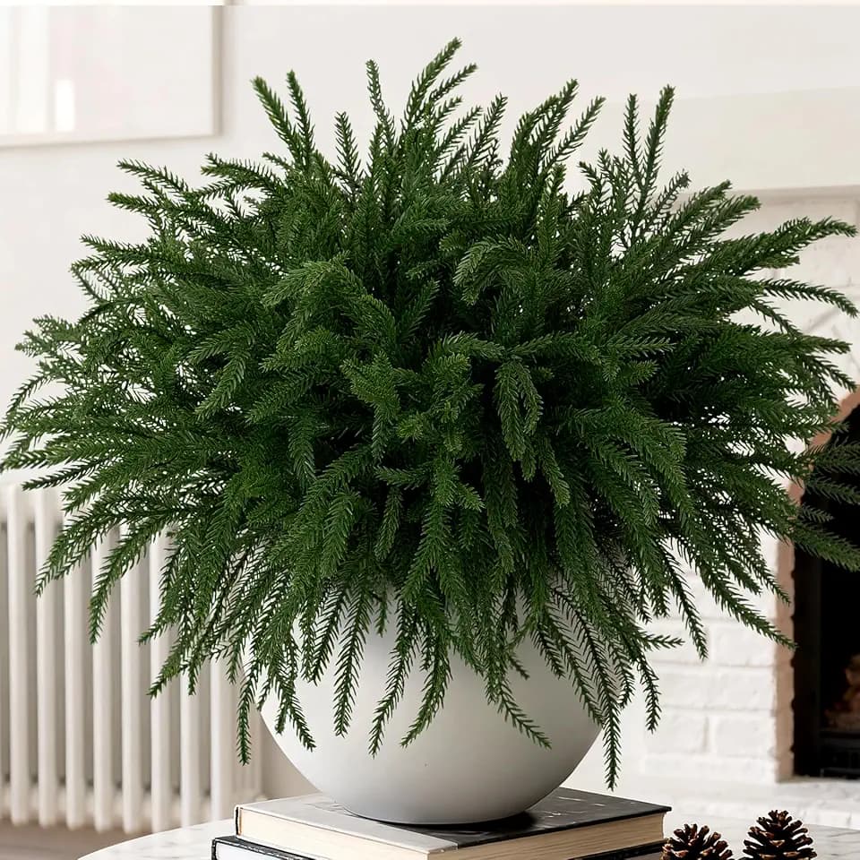 Ammyoo 16 Pcs 18" Artificial Norfolk Pine Stems for Christmas Decorations