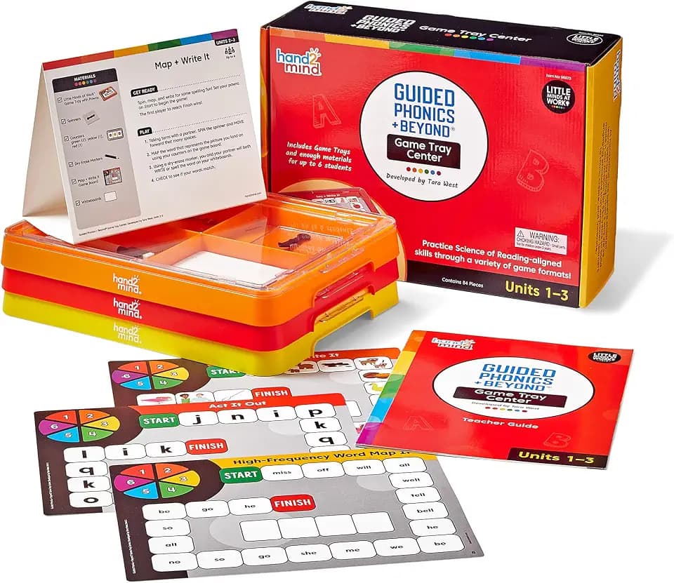 hand2mind Guided Phonics + Beyond Game Tray Center, Units 1-3