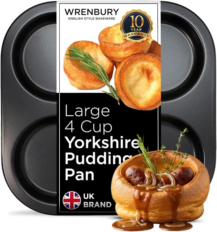 Wrenbury Large Yorkshire Pudding Pan Heavy Duty - Non-Stick Perfect Glide