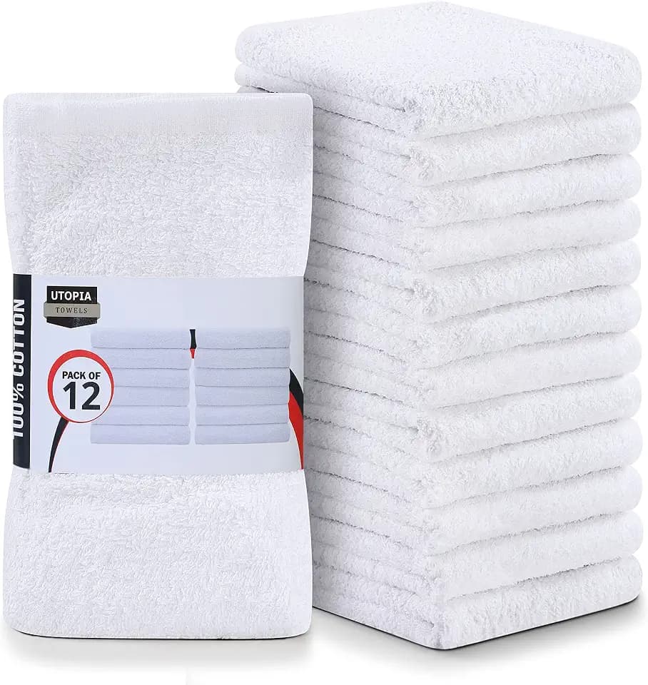 Utopia Towels Kitchen Bar Mops, Pack of 12, 16x19 in, 100% Cotton, White