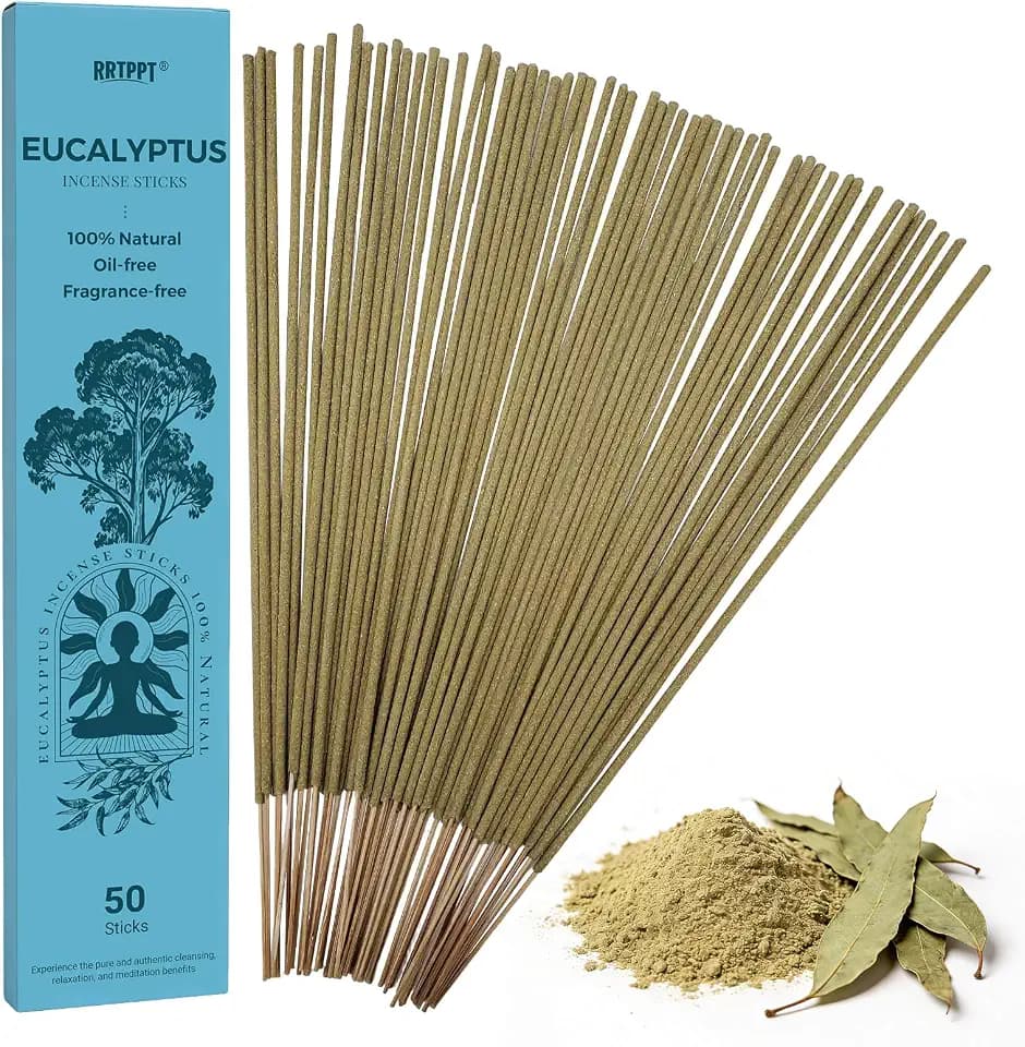 Eucalyptus Incense Sticks (50 Sticks), 100% Natural sustainably harvested Eucalyptus, Suitable for Yoga, Meditation, Relaxation, and Spiritual Purification