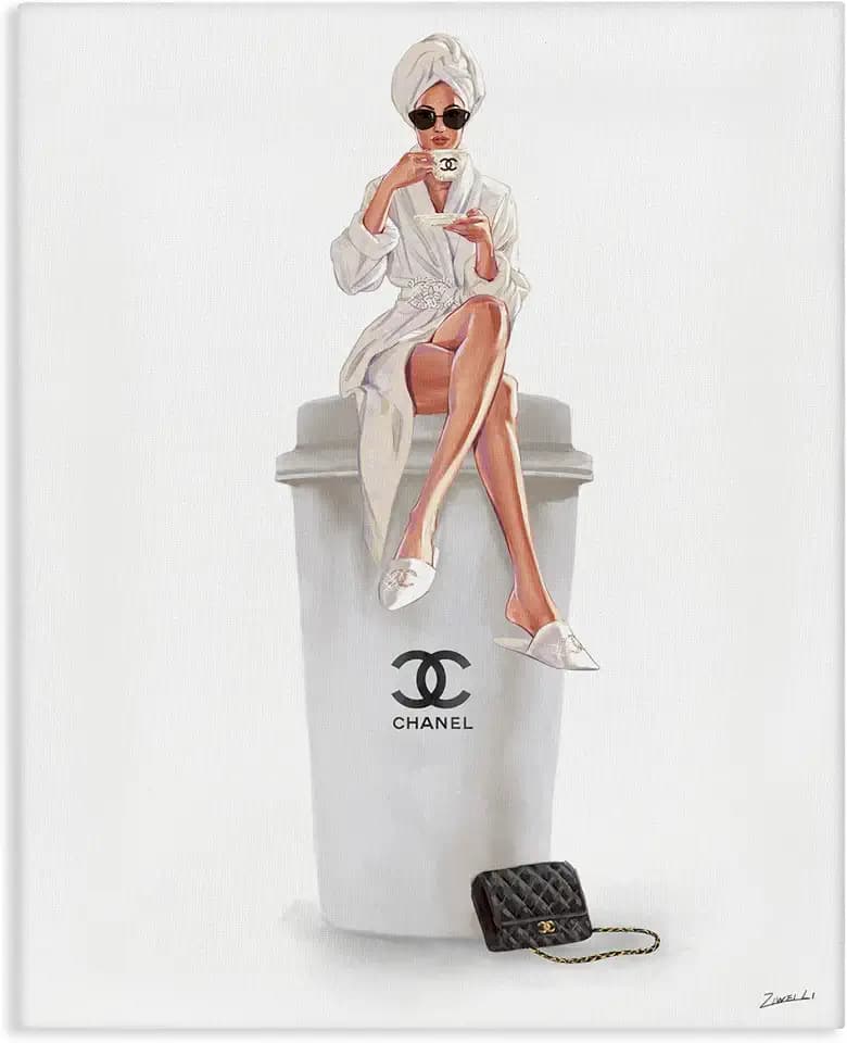 Glam Coffee Brunch Girl Fashion, 36 x 48 Inch Canvas Wall Art