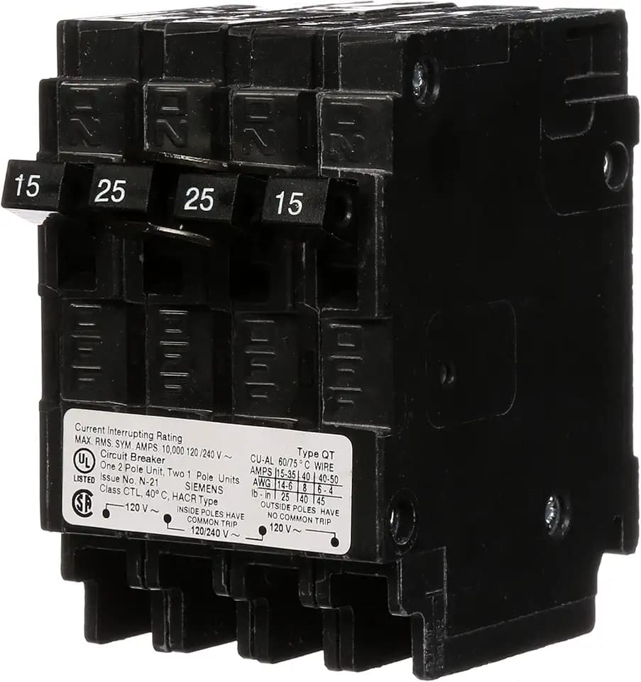 Siemens 25 Amp Double-Pole and (2) 15 Amp Single-Pole Type QT Triplex Circuit Breaker