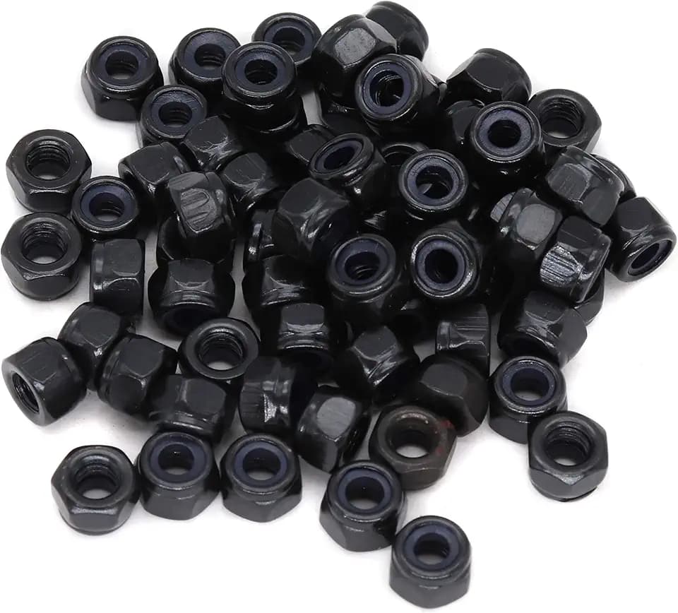 cSeao 100pcs Black M5 X 0.8MM Nylon Lock Nuts Inserted Hex Self Clinching Lock Nuts