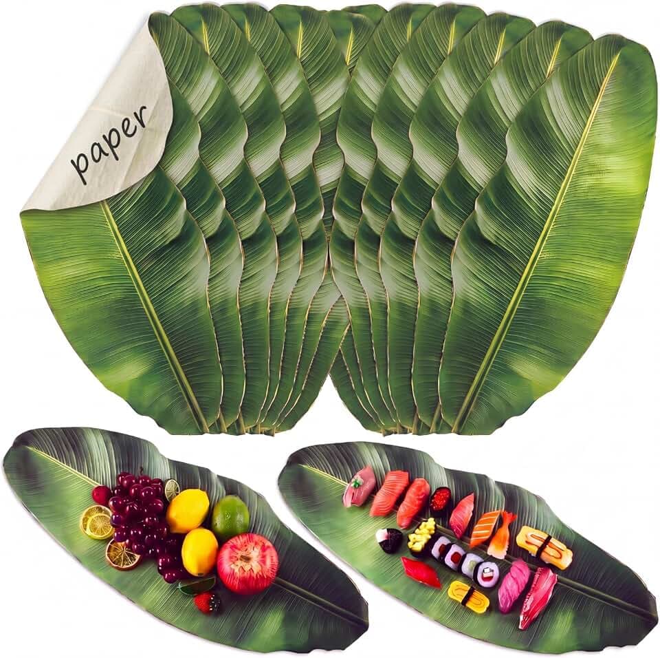 Tinlade Banana Leaves Parchment Paper Placemats for Food Serving, 100 Pcs