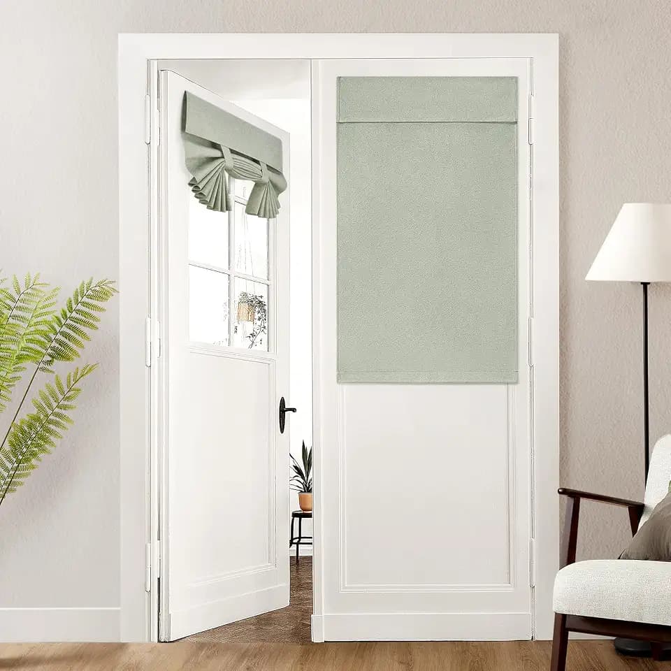 HOMEIDEAS 100% Blackout Linen Door Curtains for French Door 26x40 Inch