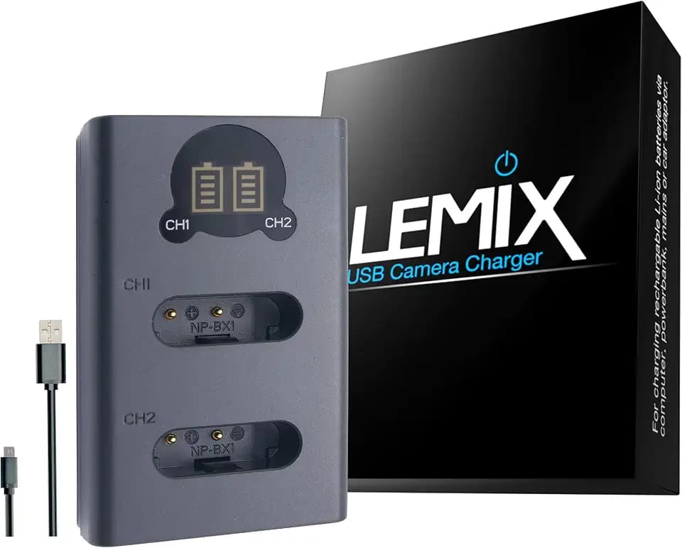 Lemix (BX1.) schlankes Dual USB Ladegerät kompatibel mit die Sony NP-BX1 Batterie zu der aufgelisteten Sony Cyber-Shot DSC & HDR Serie Modelle