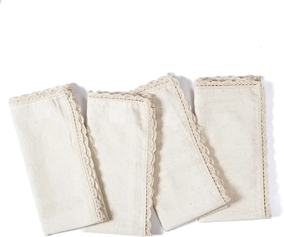 Ramanta Home Linen Cloth Napkins Set of 4, 20x20 Inches, Natural