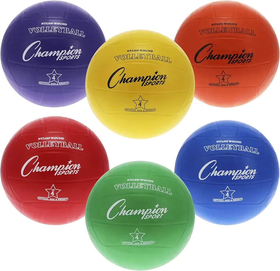 Champion Sports Rubber Volleyballs – Durable Official Size Balls for Game & Practice Use, Indoor/Outdoor Play