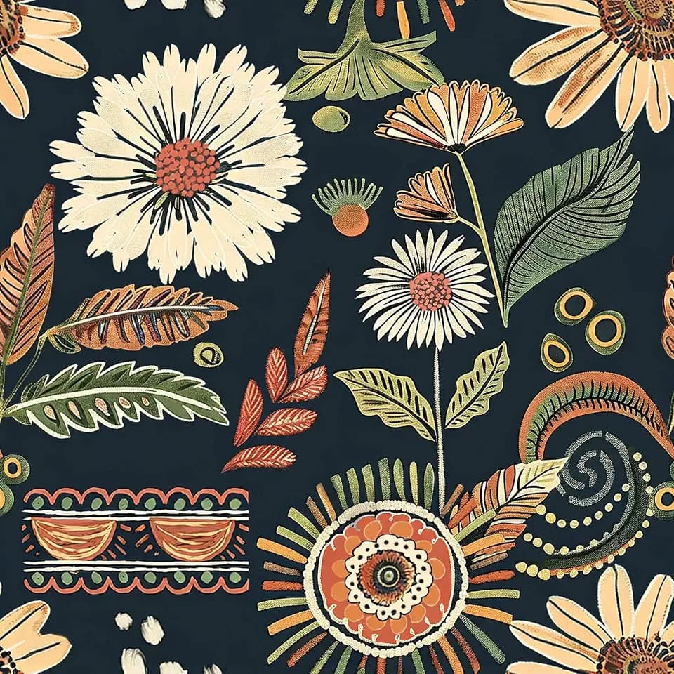 Dviolet Boho Floral Peel and Stick Wallpaper Black Contact Paper 17.3"×118" Vintage Flower Decorative Self Adhesive Removable Wallpaper for Bedroom and Bathroom Wall Paper Decor