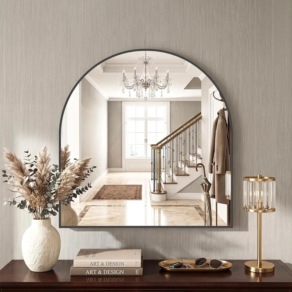 Sweetcrispy 31"x32" Arched Bathroom Mirror, Bathroom Mirrors for Over Sink
