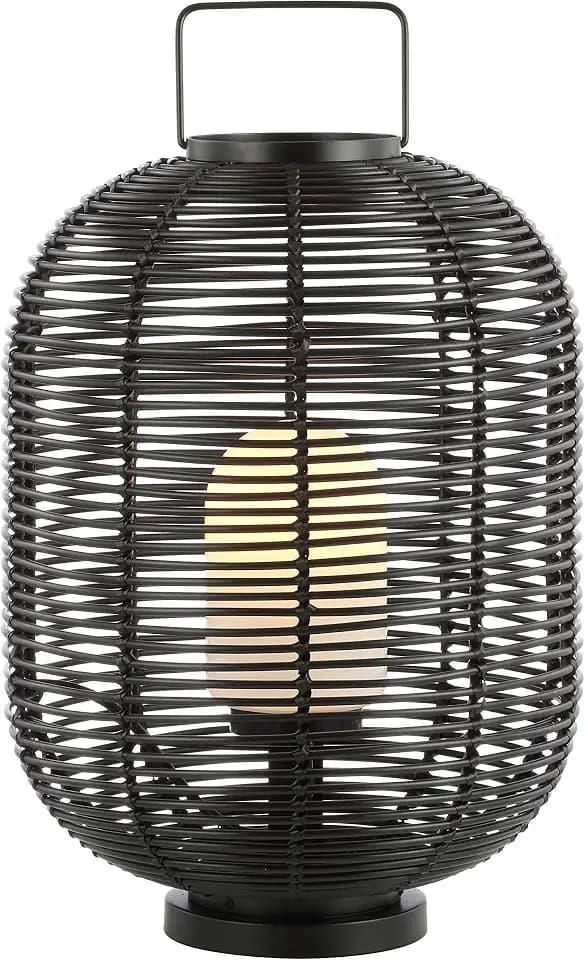 JONATHAN Y Kandella Outdoor Table Lamp Metal Woven 26.75", Black