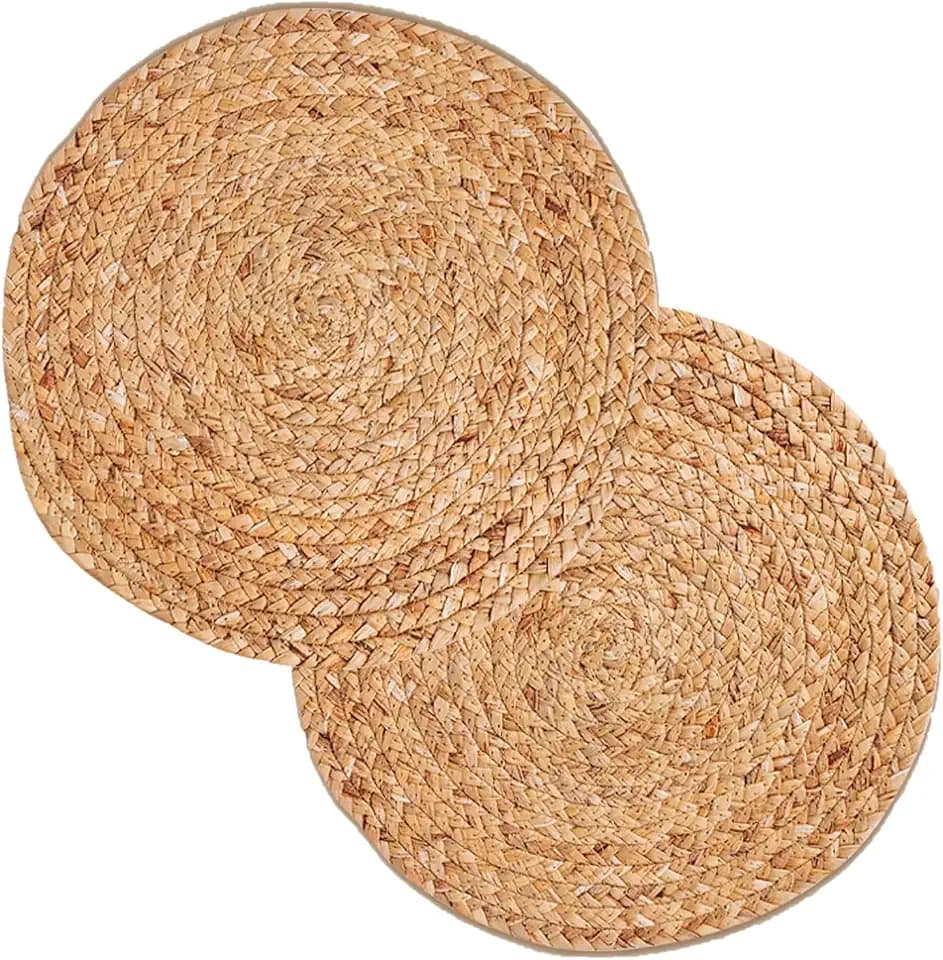 Round Woven Placemats, Natural, 35cm, Set of 2