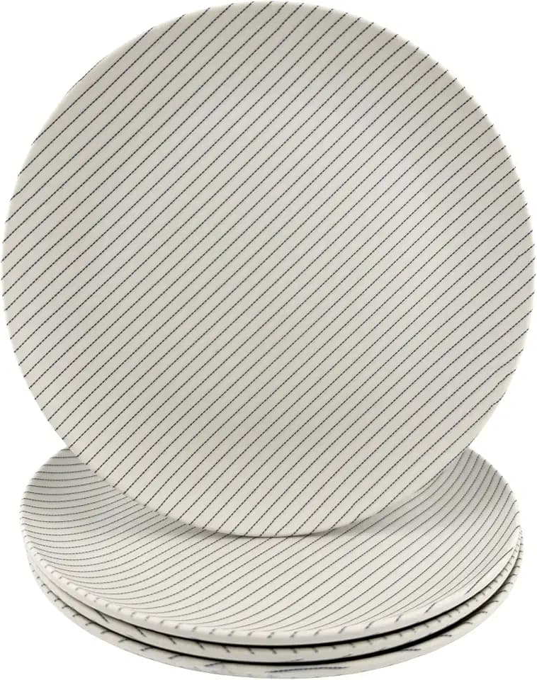 Bamboo Fiber Plates, Reusable 4 Pack Dinner Plates, Eco-Friendly, Sustainable, BPA Free Non toxic, Dishwasher Safe, Family Friendly, Durable, Kitchen Decor, Housewarming (9.75 Inch, Slanted Stripe)