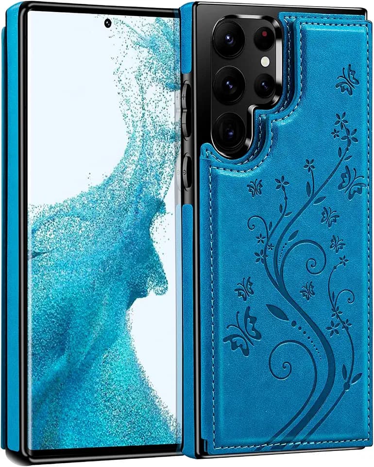 Korecase Galaxy S22 Ultra Wallet Case Blue