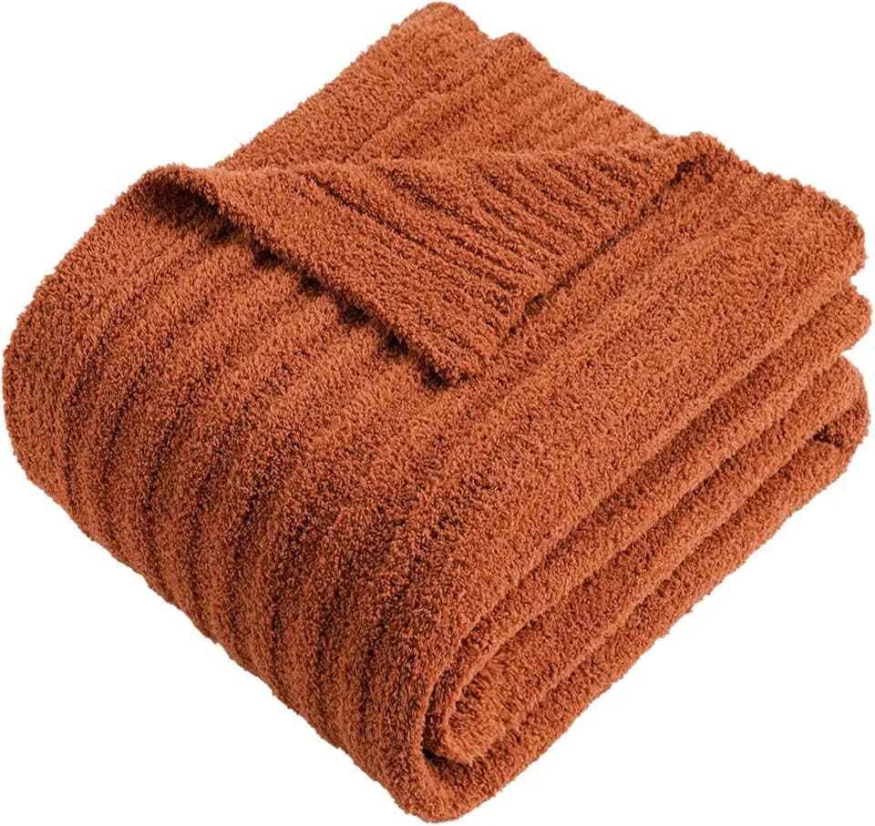 BATTILO Soft Burnt Orange Throw Blanket for Couch, Fall Home Decor, 50"x60"