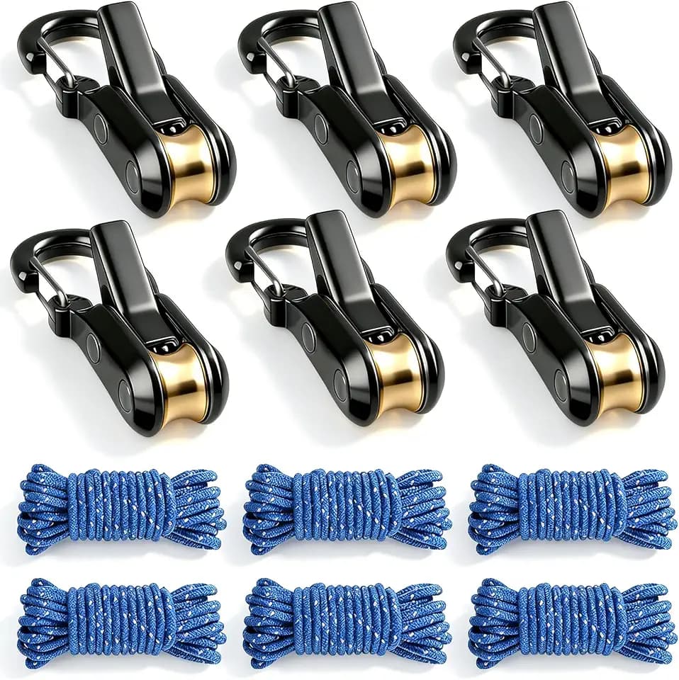 6 Pack Rope with Roller Tensioner,Heavy‑Duty Roller Tensioner Cords