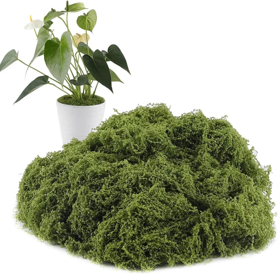 Yomirduy Artificial Moss for Crafts, 7oz Fake Green Moss for Potted Plants, Faux Moss Decor for DIY Decorative, Walls,Table Centerpieces Decor Fairy Garden Model Making (200g)