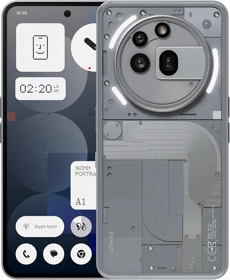 Nothing Phone (3a) Pro 256 GB - Handy mit 50 MP Periskop-Kamera, 50 MP Hauptkamera, 60-facher Ultra-Zoom, Essential Space, 12 GB RAM, Langer Akkulaufzeit und 6,77" FHD+ AMOLED-Display - Grau
