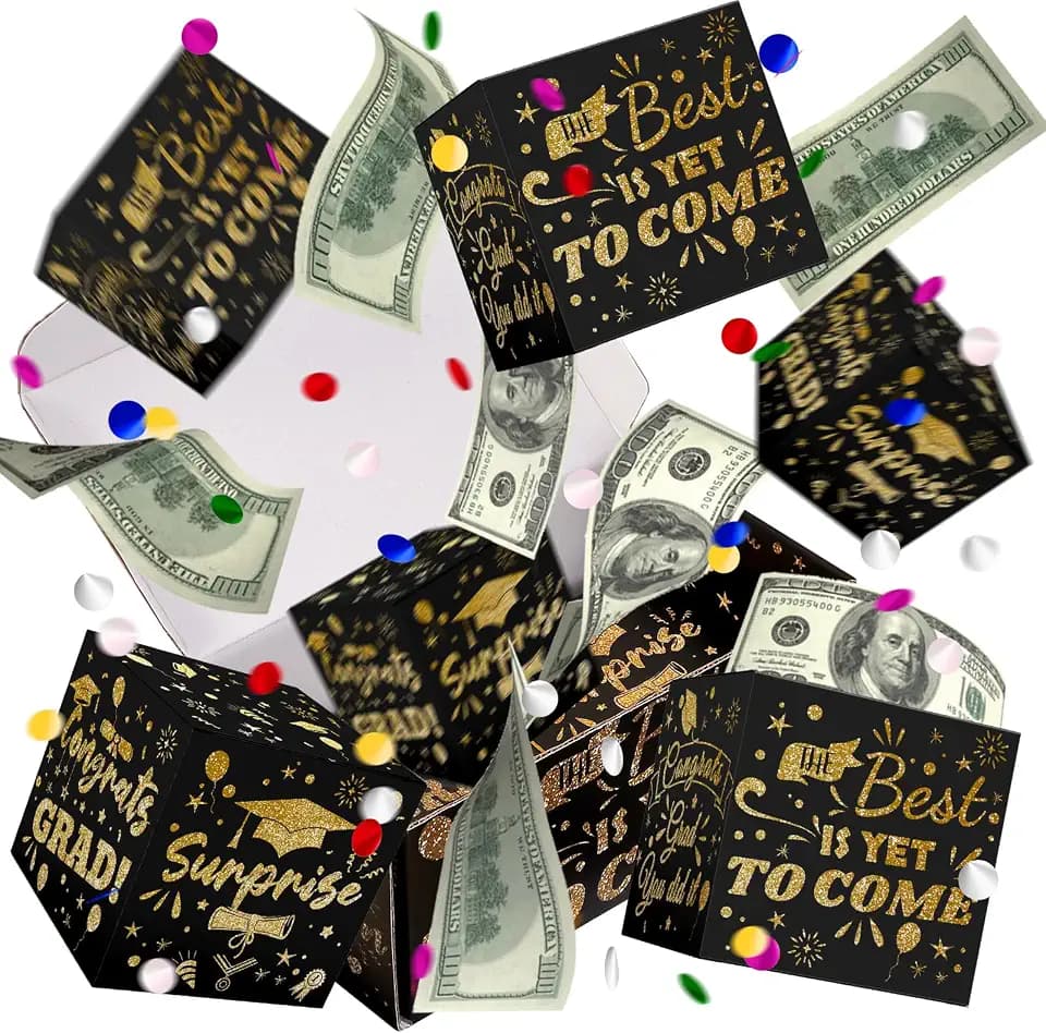 2026 Graduation Surprise Gift Box Explosion, Pop Out Explosion Gift Box with Bounce Money Holder and Confetti, Halloween Thanksgiving Christmas Graduation Gifts for Women, High School College Graduation Party Favors