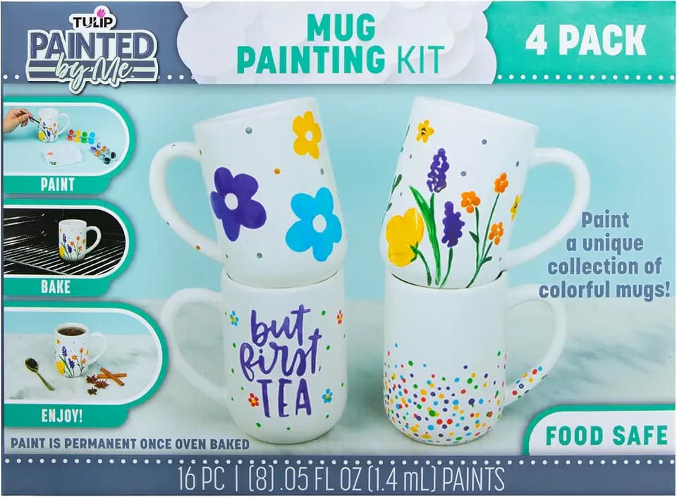 Tulip Painted by Me Ceramic Painting Kit, 4 Mugs