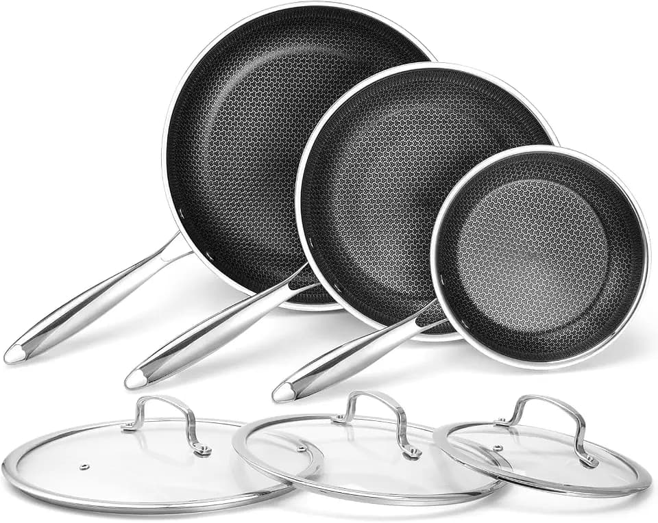 Stainless Steel Non Stick Frying Pan with Lid - PFOA Free