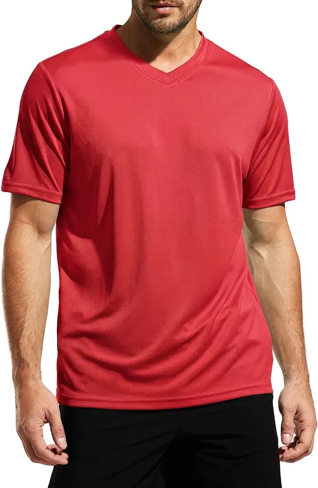 MIER Men's V-Neck Workout T-Shirt, Quick Dry