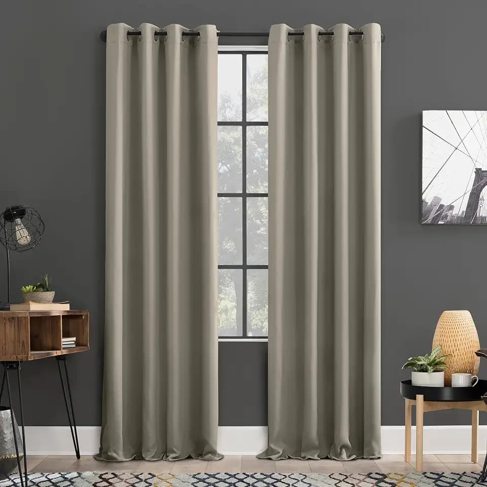 Sun Zero Soho 2-pack Blackout Energy Efficient Grommet Curtain Panel Pair, 54" x 84", Stone