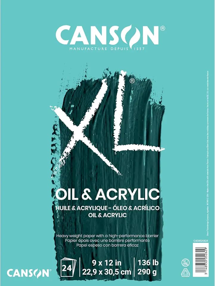 Canson XL Series Oil & Acrylic Paper Pad, 9" x 12", 24 Sheets/Pad