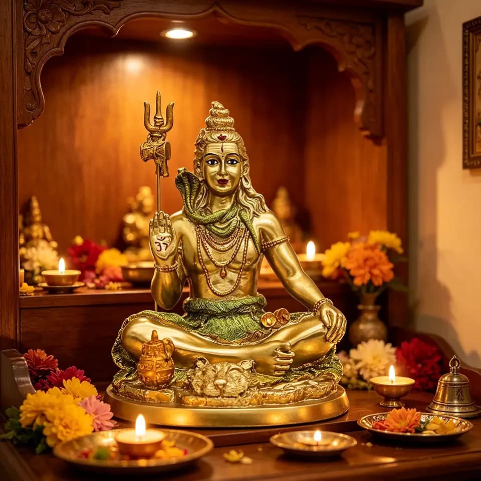 8.3"H Hindu God Lord Shiva Idol Statue Sitting Shiva Murti Diwali Puja Item