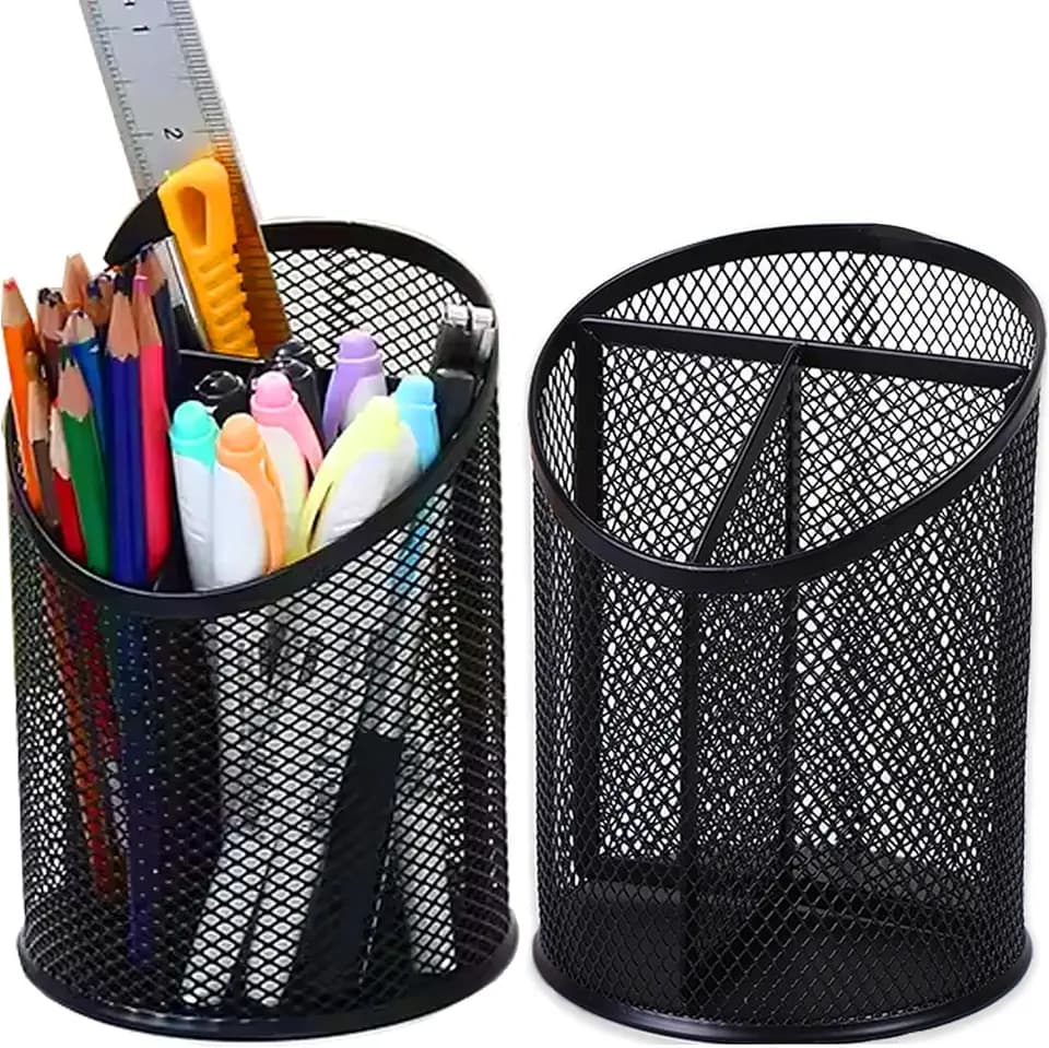 MINDEPOT 2 Pack Pencil Holder Pen Cup for Desk Round Pen Organizer