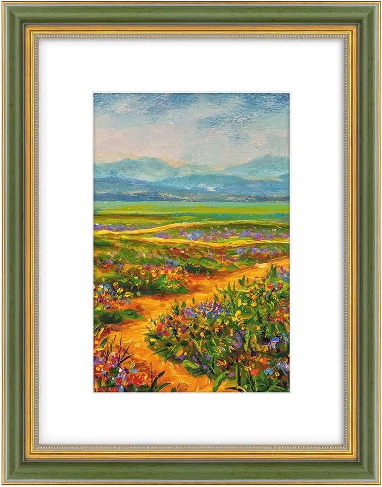 Golden State Art,12x16 Ornate Picture Frame Holds 8x12 Photo,Green Gold