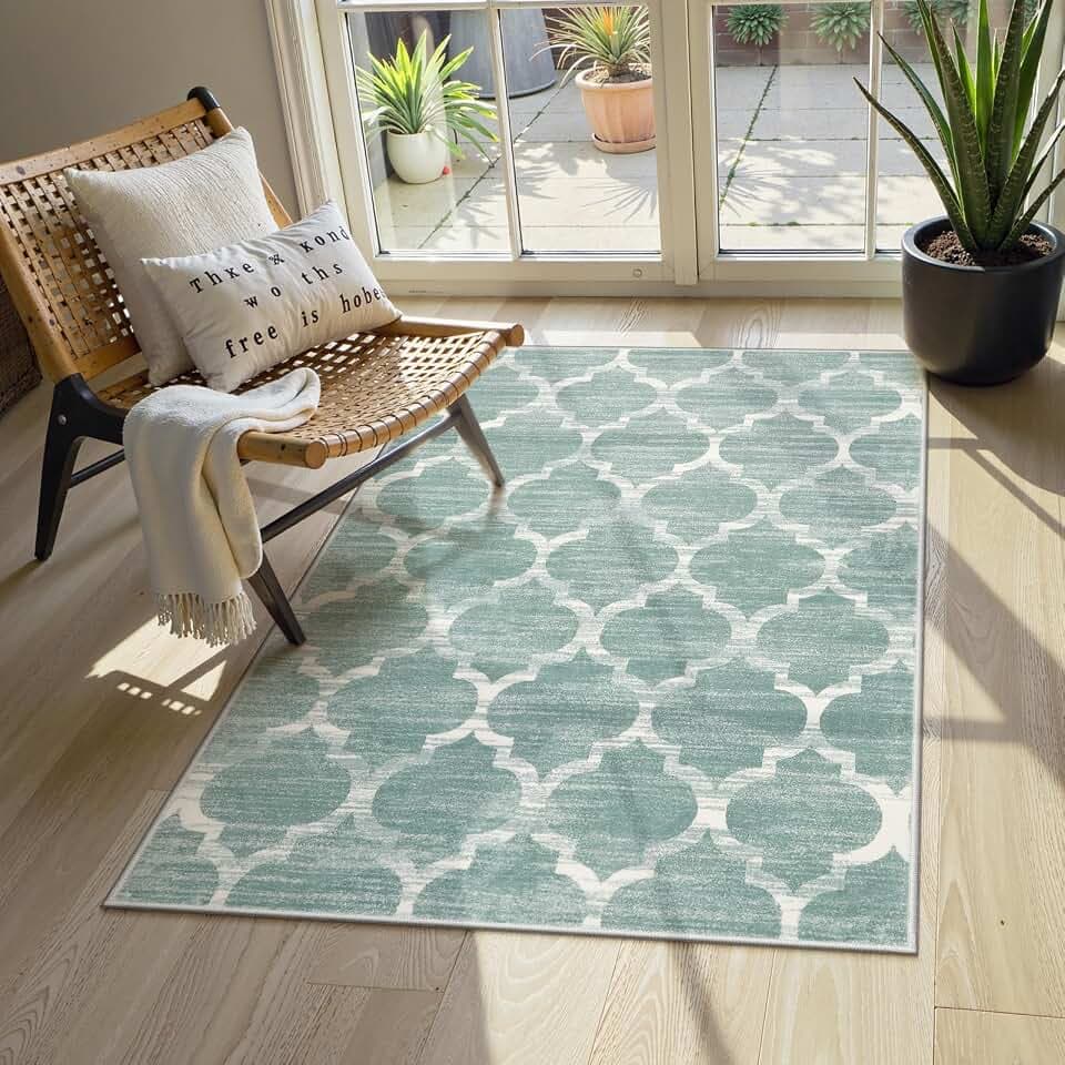 Lahome Moroccan Sage Green 3x5 Area Rug for Entryway and Bedroom