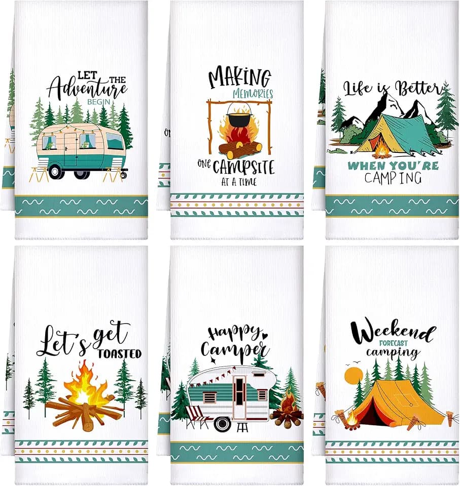 Boyiee Set of 6 Camping Kitchen Towels White Absorbent Dishcloth Gifts