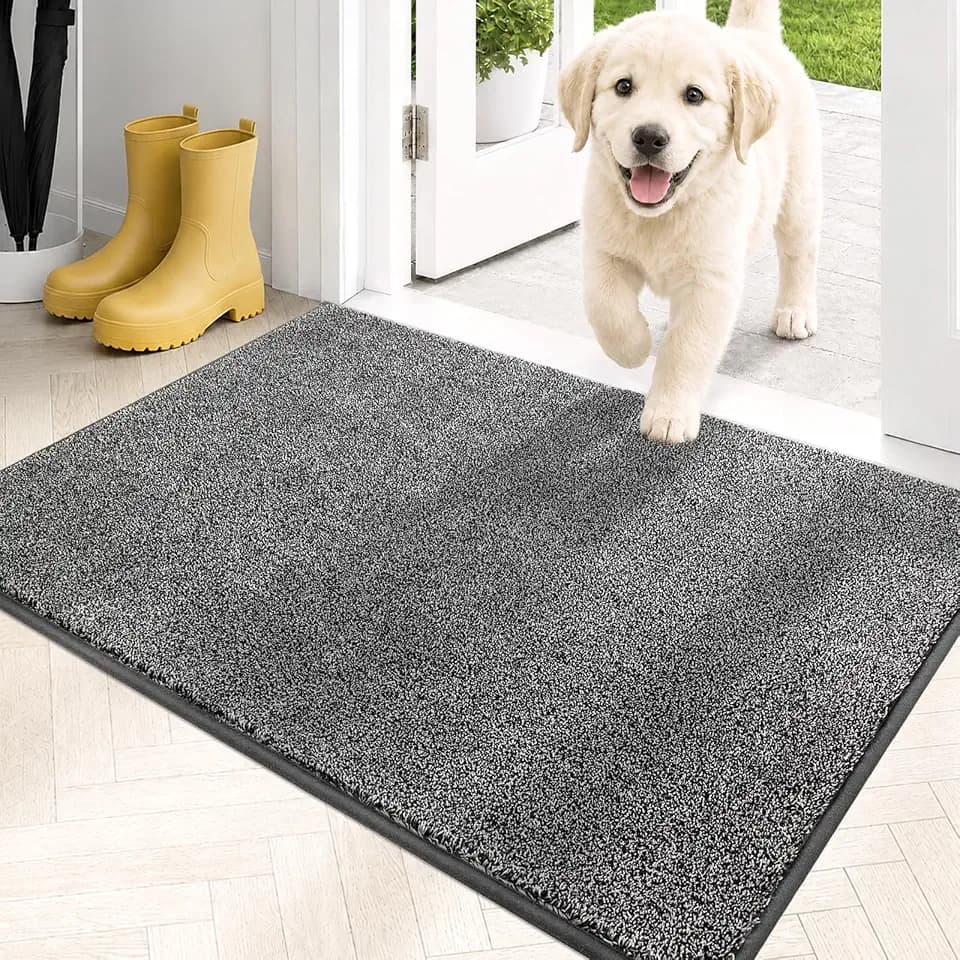 PURRUGS Dirt Trapping Indoor Door Mat, 20" x 31.5", Light Grey-Dark Grey