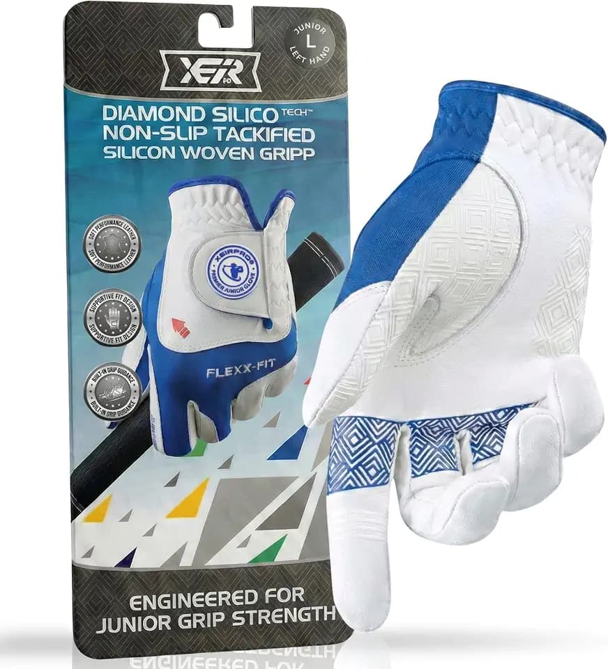 Junior Kids Golf Gloves Age 5-8 to Age 9-12 (Single Pack) | Toddler & Youth Golf Glove Left Hand and Right Hand Featuring Supportive Compression & Guided Grip Alignment Lining