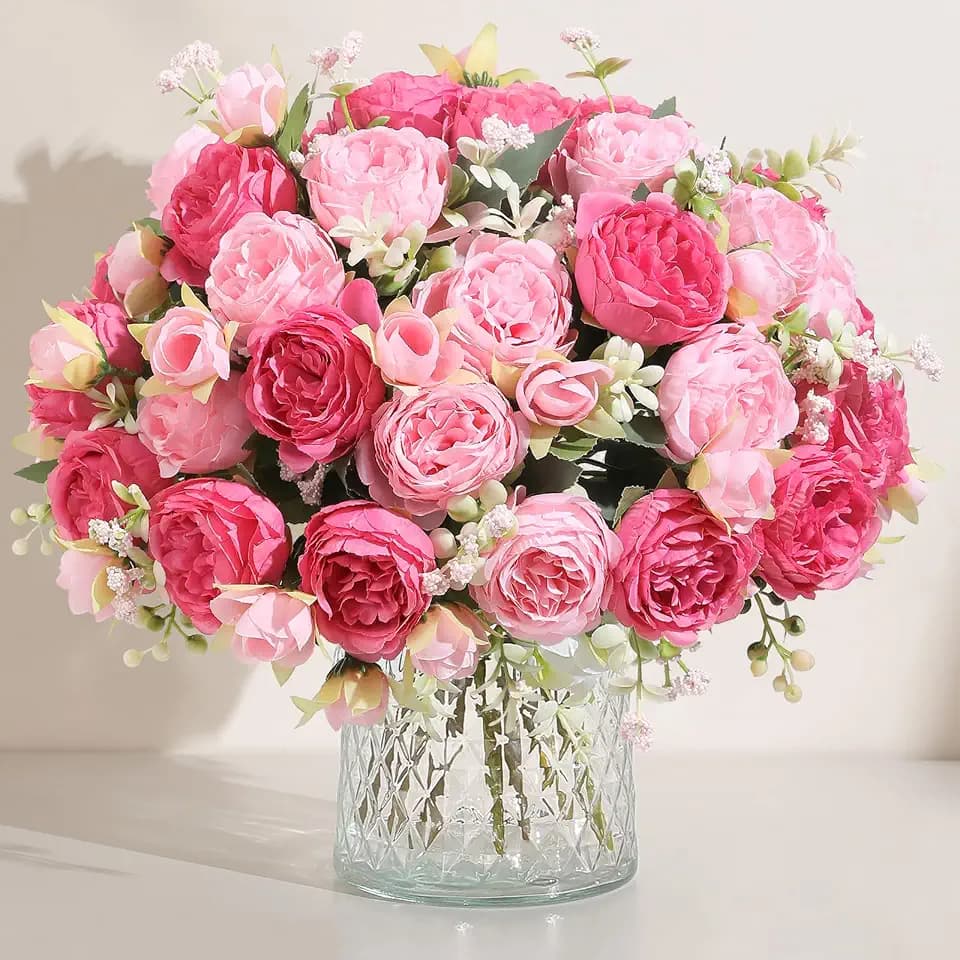 Luyue 8 Packs Peonies Artificial Flowers Faux Peony Bouquet Fake Peonies Flower for Vase Silk Peony Floral Arrangements for Table Centerpiece Wedding Decoration Indoor Home Decor