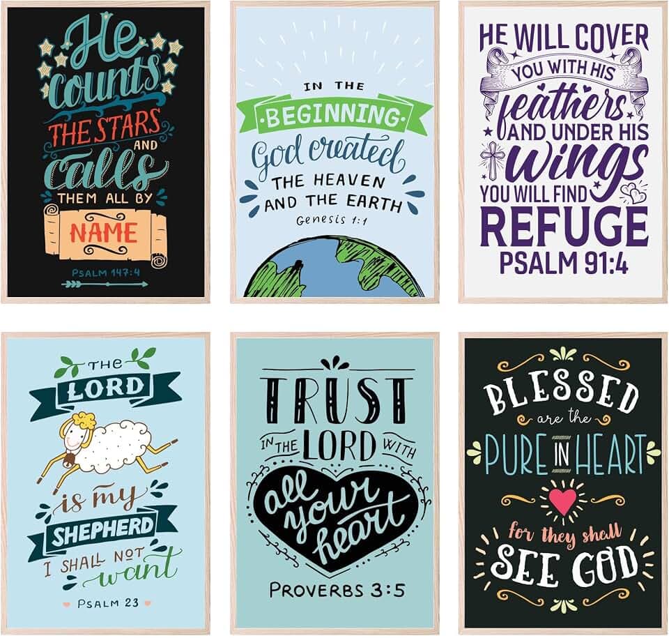 BigWig Prints Bible Verse Prints, Psalm Artwork, Set of 6, 11x17 in