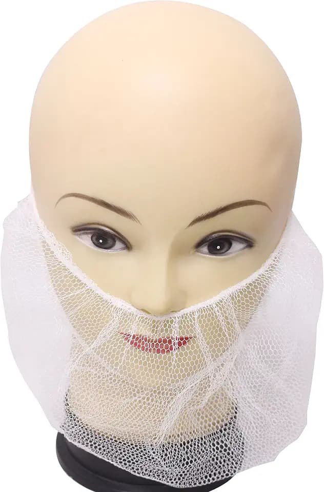 100 pieces Disposable Nylon Honeycomb Royal Beard Protector nets, Latex Free (White)