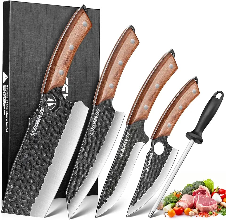 5PCS Butcher Knife Set, Hand Forged Kitchen Chef Knife Set Gift