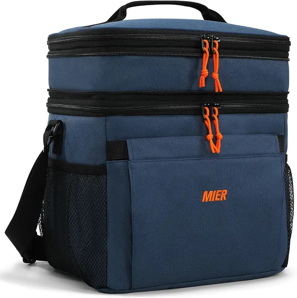 MIER Lunch Box for Men Expandable Dual Compartment Cooler Bag, Blue