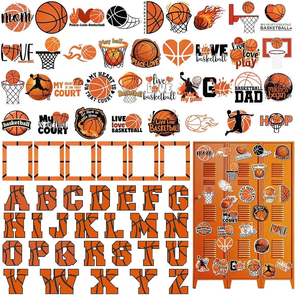 Relaxweex 68 Pcs Sports Magnet Decoration Magnetic Stickers for Locker Decorative Accessory for Fridge Computer Locker Stickers Sports Party Supplies Gift for Team Balls Lover(Basketball)