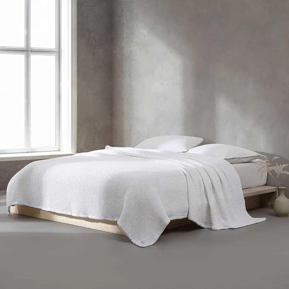 Calvin Klein - Queen Blanket, Soft Cotton Home Decor, Honeycomb Weave Bedding (Honeycomb Cotton White, Queen)