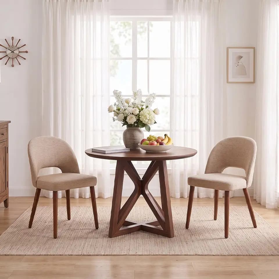 Garvee Wooden Dining Chairs Set of 2with Rubberwood Legs and Open Back