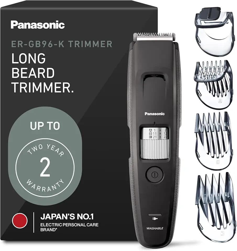 Panasonic Long Beard Trimmer for Men, Hair Trimmer with 58 Length Settings